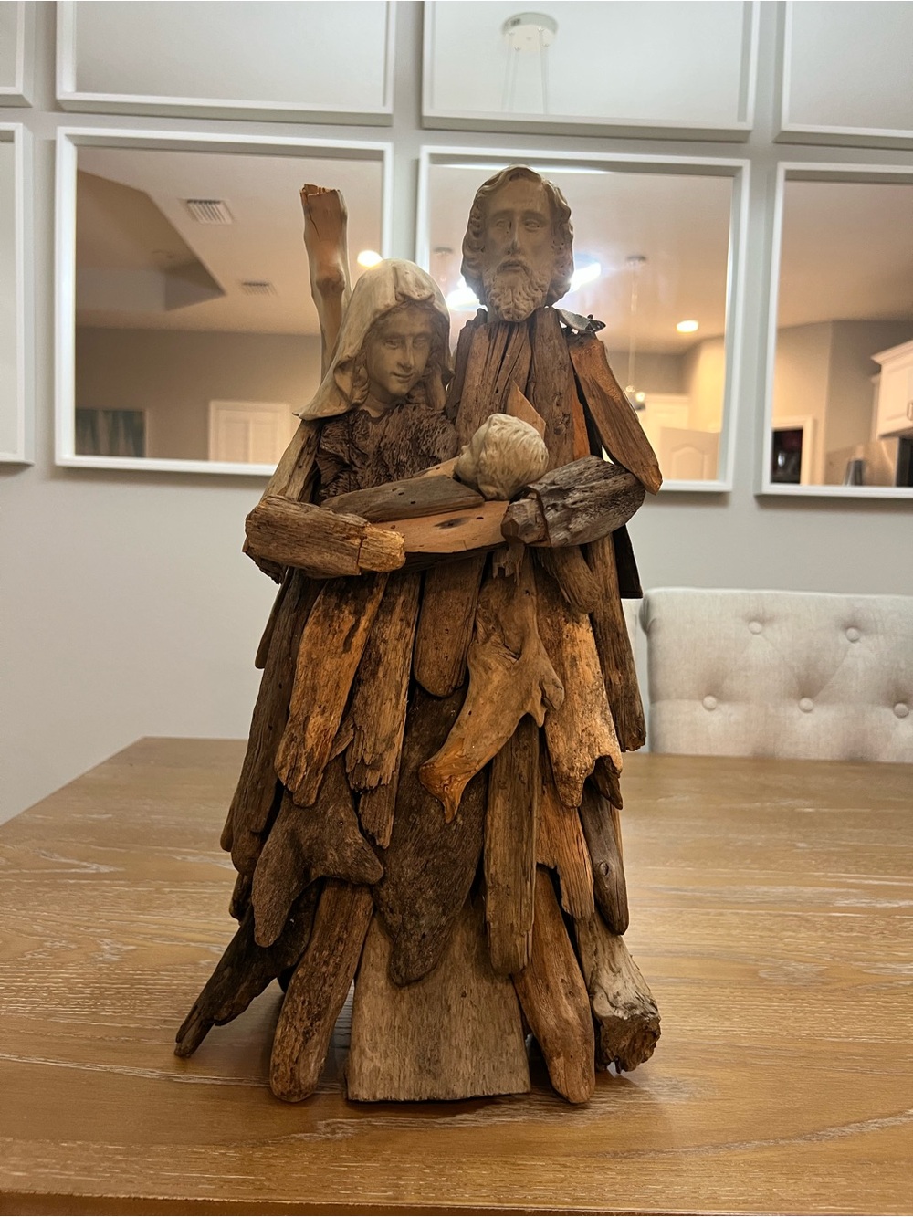 Driftwood Holy Family 19" Scene Religious Christmas Handcrafted Holiday Rare